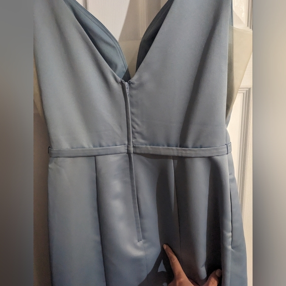 Blue satin a-line gown - Picture 6 of 6